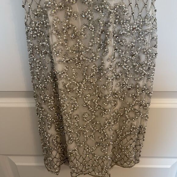Sherri Hill Elegant Beaded Silver Dress - Picture 9 of 10